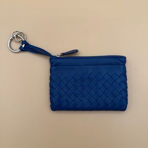 Bottega Veneta Blue Intrecciato Lambskin Cardholder Key Cles with Box & Dust